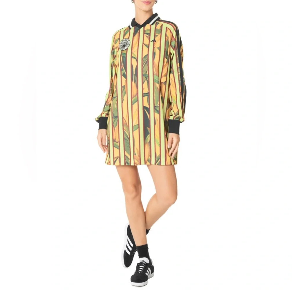 Adidas x FARM Rio Tropical Print Jersey Sporty Dress JD6284 Size Small NWT - Picture 15 of 17